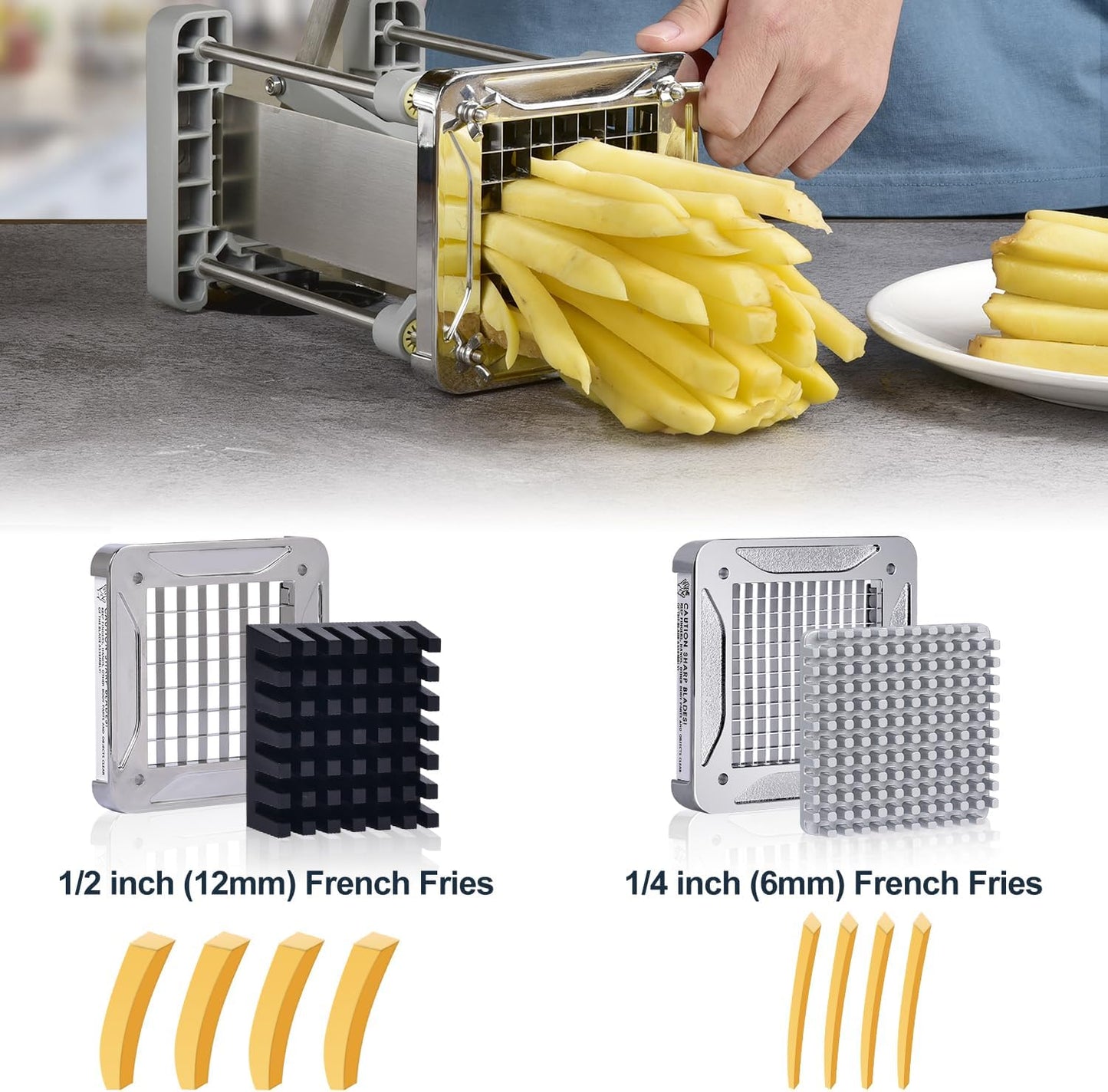 Sopito French Fry Cutter, Stainless Steel Professional Potato Cutter