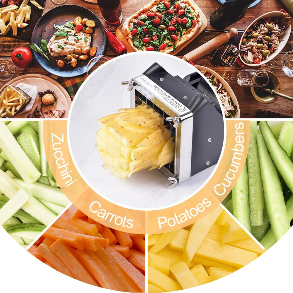 Stainless Steel Potato French Fry Cutter with 1/2 Inch Blade