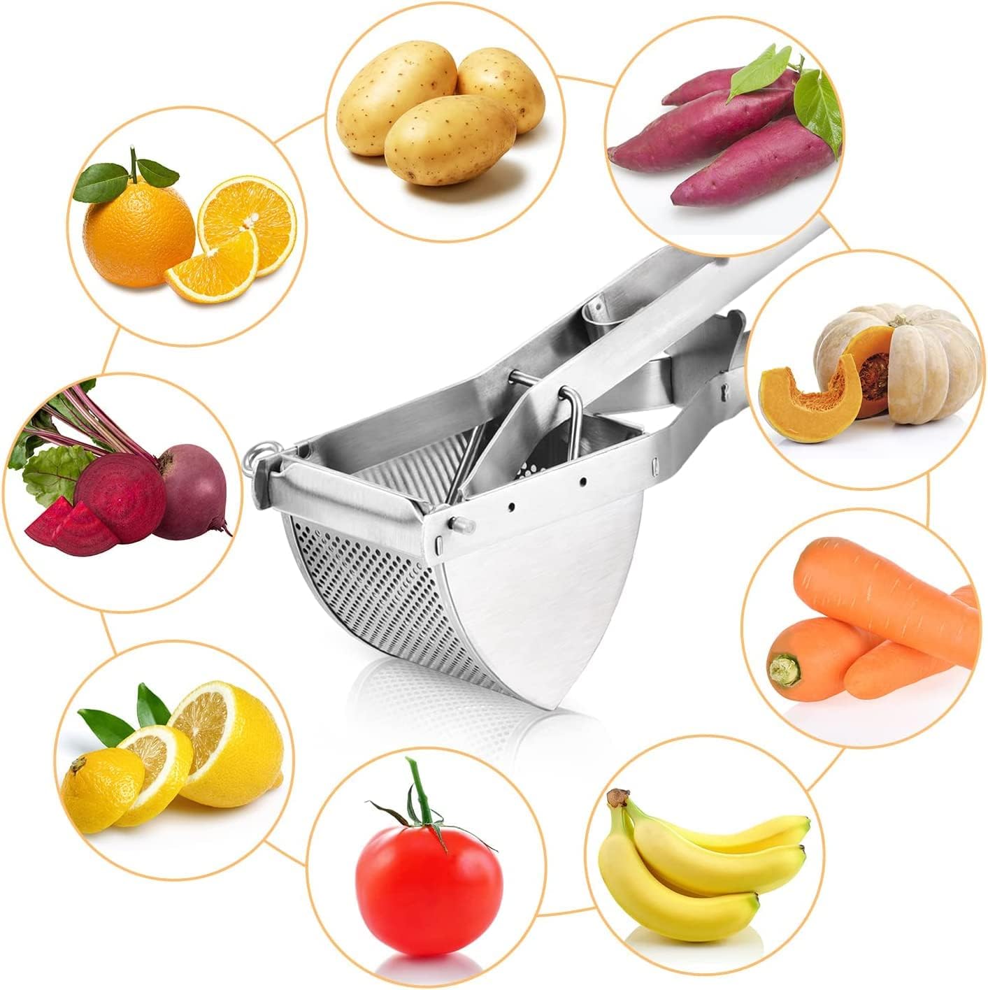 Sopito Potato Ricer, Stainless Steel Non-Slip Grip Potato Masher for Commercial and Home Use
